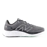 Championes New Balance 680 V8 para hombre, color gris con logo plateado, entresuela Fresh Foam blanca y detalles en verde agua en la suela.