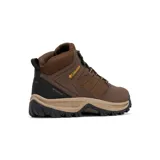 Bota de senderismo impermeable y transpirable, con parte superior de piel y malla, diseñada para proporcionar tracción y comodidad en terrenos difíciles.