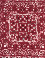 Pañuelo de algodón color bordó con estampado floral en blanco.