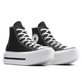 Championes Converse Chuck Taylor All Star Lift con plataforma doble, color negro con detalles en blanco. Diseño de caña alta con cordones y logo de la marca en el lateral.