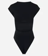 Body negro de microfibra con cuello redondo y sin mangas.