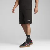 Short deportivo negro de algodón con logo Puma estampado en blanco en la pierna izquierda.