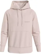 Buzo con capucha Calvin Klein Jeans color rosa claro, con cordones ajustables, bolsillo tipo canguro y logo estampado en el pecho.