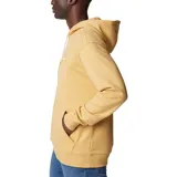 Buzo hoodie Columbia color mostaza con logo estampado en el pecho, bolsillo tipo canguro, puños y cintura acanalados.