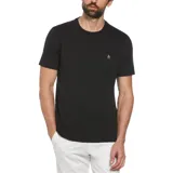 Remera negra de cuello redondo para hombre de Original Penguin, confeccionada en algodón orgánico suave y transpirable, con ajuste entallado y logo de Pete en formato adhesivo.