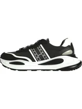 Zapatillas Tommy Jeans negras con detalles en blanco y plateado.