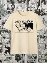 Remera color crema con estampado del anime Devilman Crybaby.