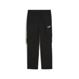 Pantalón cargo recto de hombre, color negro, con bolsillos laterales y logo de Puma estampado en blanco en la pierna izquierda.