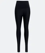 Calza legging deportiva negra con textura y brillo, de cintura alta.