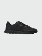 Zapatillas urbanas Boss modelo Titanium Runn, color negro con logo en naranja en el lateral.