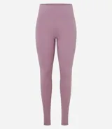 Calza legging deportiva color verde agua, de microfibra, con cintura ancha y bolsillos laterales.