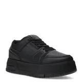 Zapatillas deportivas negras con plataforma, acordonadas.