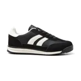Championes negros con detalles en blanco, de estilo retro running.