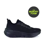 Zapatillas deportivas negras con diseño ligero y plantilla de memory foam, ideales para entrenamientos.