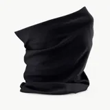 Cuello térmico negro de poliéster, ideal para actividades al aire libre.