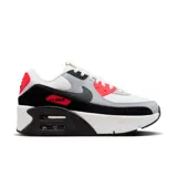 Zapatillas Nike Air Max 90 Lv8 de mujer, con capellada blanca, detalles en gris, negro y rojo.