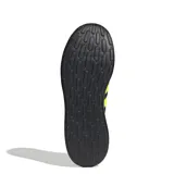 Championes Adidas Lite Racer 4.0, color negro con detalles en amarillo neón, ideales para uso urbano. Confeccionados en malla transpirable y suela Cloudfoam.