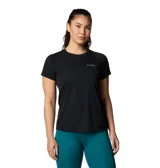 Remera deportiva negra de manga corta, con logo de Columbia en el pecho. Confeccionada con tecnología Omni-FREEZE ZERO Ice™ de enfriamiento activado por transpiración y tejido absorbente Omni-WICK™ para mayor comodidad.