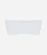 Soutien strapless blanco de poliamida seamless, sin relleno ni aro.