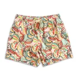 Short de baño estampado con bananas de colores, con elástico en la cintura, cordón ajustable, tres bolsillos (dos laterales y uno trasero), tela con 10% spandex de secado rápido con doble costura de seguridad e interior con mesh hipoalergénico.