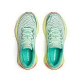 Zapatillas deportivas Merrell Morphlite para mujer, color verde agua con detalles en amarillo y rosa.