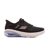 Championes deportivos Skechers Hands Free Slip-ins Go Walk Air 3.0, color negro con detalles en rosa y celeste. Cuentan con tecnología Heel Pillow, capellada de malla, plantilla Air-Cooled Memory Foam, entresuela Skech-Air visible y suela Goodyear antideslizante.