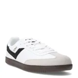 Championes urbanos Pony modelo MOMA, color blanco con detalles en negro y gris, con logo en el lateral y suela marrón.