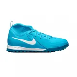 Championes Nike Jr. Phantom Luna 2 Academy color celeste con detalles en blanco, diseñadas para fútbol.