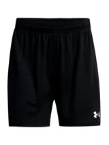 Short deportivo azul marino Under Armour con logo blanco en la pierna.