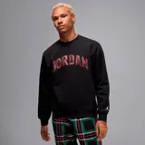 Buzo negro de algodón con logo "Jordan" estampado en el pecho con diseño tartán en rojo y verde.
