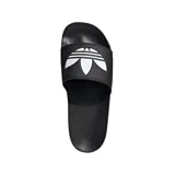 Sandalias Adidas Adilette Lite negras con logo blanco.