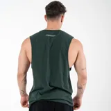 Musculosa unisex negra de algodón, con estampado serigráfico en el frente con la palabra "GAINS." y en la espalda con la palabra "PERSISTENCE".