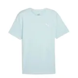 Remera deportiva Puma Ess.Heather color celeste con logo estampado en el pecho.
