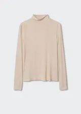 Camiseta de manga larga y cuello alto, entallada, con tejido elástico y detalles fruncidos.