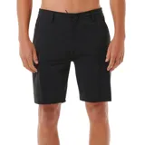 Bermuda negra de corte recto, con bolsillos laterales y traseros.