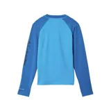 Remera de manga larga azul con tecnología Omni-Wick y protección solar UPF 50.