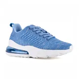 Zapatillas deportivas Champion, con capellada tejida en tonos grises y negros, cordones negros, suela blanca con cámara de aire visible y detalles en negro.