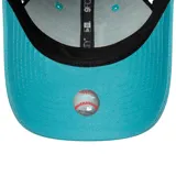 Gorro New Era 9FORTY ajustable color celeste con logo de LA Dodgers bordado en blanco.