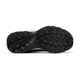 Bota de trekking de caña media Columbia Crestwood Mid Waterproof, color gris con detalles en rojo. Capellada de cuero, malla y cincha, con tecnología impermeable Omni-Tech.