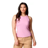 Musculosa deportiva rosa con espalda tipo nadador y cuello redondo.