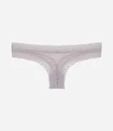Bombacha bikini hilo de encaje floral color verde agua.