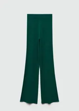Pantalón negro de punto fino con diseño wideleg y cintura elástica.