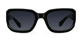 Gafas de sol rectangulares envolventes, color negro, con lentes negras y protección UV400.