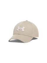 Gorra de béisbol Under Armour color beige con logo blanco bordado en el frente.