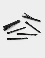 Set de seis horquillas para el pelo, cuatro horquillas tipo clip y dos horquillas tipo pinza, con apliques de strass.