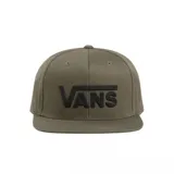 Gorra Vans color verde oliva con logo bordado en negro.