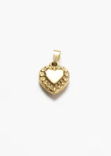 Dije dorado en forma de corazón facetado, con gancho para colgar.