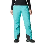 Pantalón impermeable color turquesa, con tecnología Omni-Tech y Omni-Heat, cintura ajustable y bolsillos con cierre.