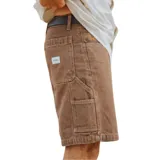 Bermuda de denim marrón con corte recto y bolsillos delanteros y traseros.