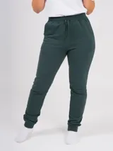 Pantalón babucha deportivo unisex de felpa, tiro alto y puños ajustables, ideal para invierno.